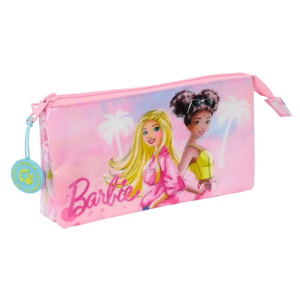 Trīsvietīgs futrālis Barbie Painterly Rozā Debesu zils 22 x 12 x 3 cm