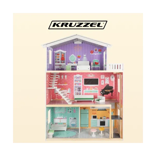 Kruzzel Dollhouse Large Dollhouse 114 cm 114 cm