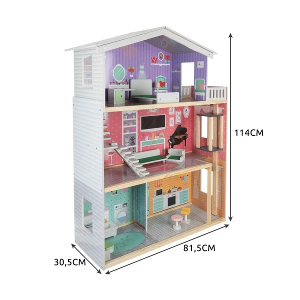 Kruzzel Dollhouse Large Dollhouse 114 cm 114 cm