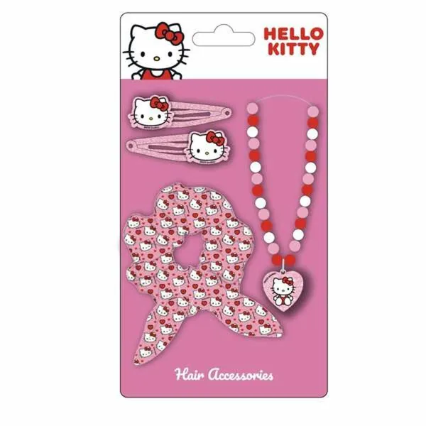 Plaukų papuošalai Hello Kitty Rožinė 4 Dalys