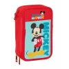 Triple Pencil Case Mickey Mouse Red 12,5 x 19,5 x 5,5 cm 37 Pieces