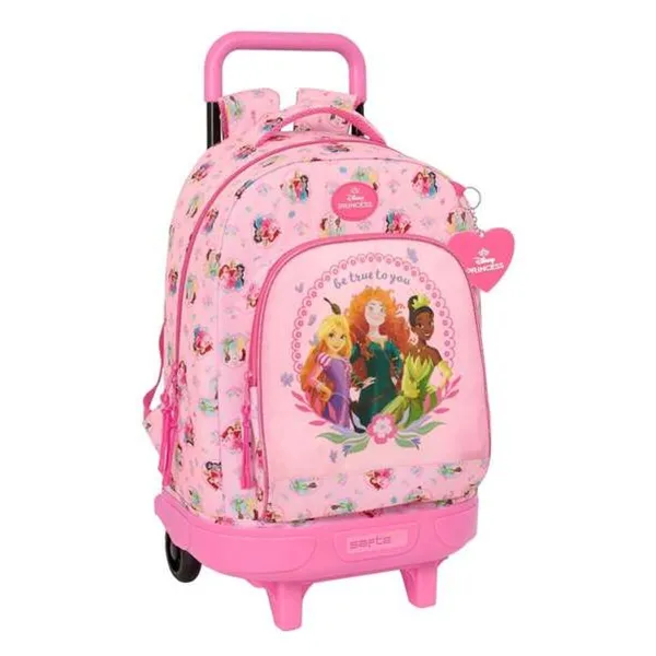 Reppu pyörillä Disney Princess Pinkki 33 x 45 x 22 cm