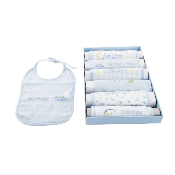 Bib Set Home ESPRIT Blue Pink Cotton 19 x 29 x 3 cm (4 Units)
