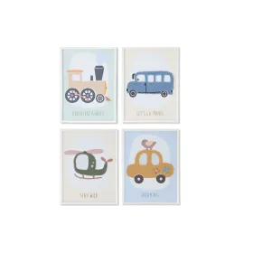 Glezna Home ESPRIT Dzeltens Zils Canvas 30 x 1,8 x 40 cm (4 gb.)