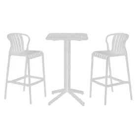 Table set with 2 chairs Home ESPRIT White Metal polypropylene 60 x 60 x 102 cm