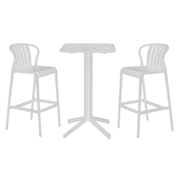 Pöytäsetti 2 tuolilla Home ESPRIT Valkoinen Metalli polypropeeni 60 x 60 x 102 cm