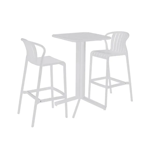 Stalo rinkinys su 2 kėdėmis Home ESPRIT Balta Metalinis polipropileno 60 x 60 x 102 cm