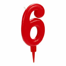 Žvakė Gimtadienio Numeriai 6 Raudona (12 vnt.)