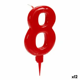 Žvakė Raudona Gimtadienio Numeriai 8 (12 vnt.)
