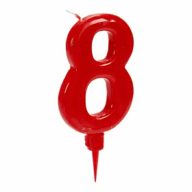 Žvakė Raudona Gimtadienio Numeriai 8 (12 vnt.)