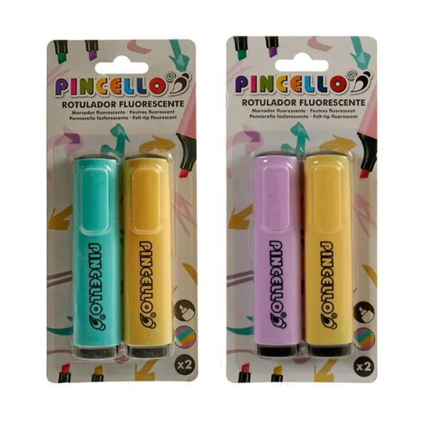 Fluorescent Marker Pincello Yellow Green Orange Lilac Cake (72 Units)