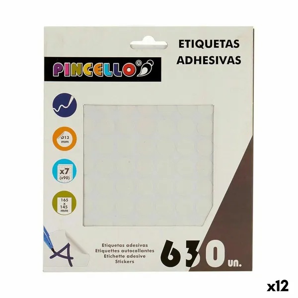 Lipnios etiketės Pincello Balta Ø 13 mm 17 x 4 x 19 cm (12 vnt.)