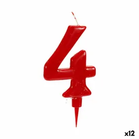Žvakė Gimtadienio Raudona Numeriai 4 (12 vnt.)