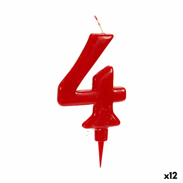Žvakė Gimtadienio Raudona Numeriai 4 (12 vnt.)