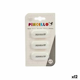 Eraser Set Pincello White 9 x 16 x 1 cm (12 Units)
