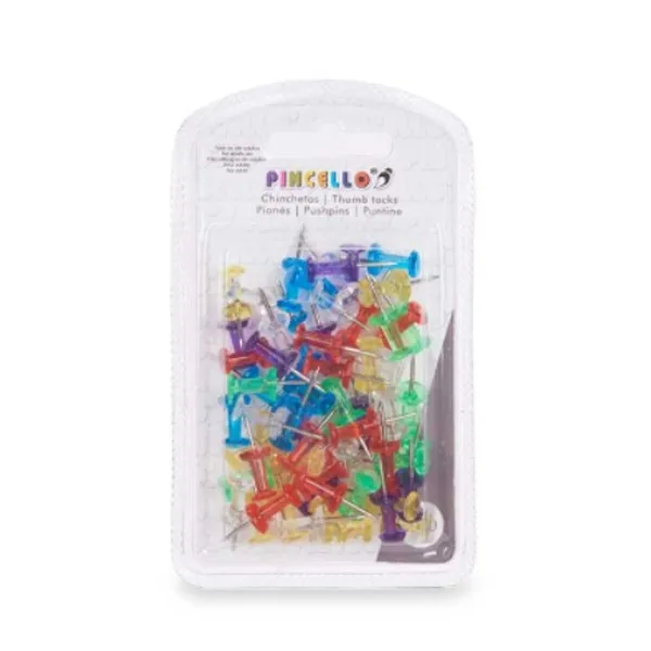 Drawing pins Pincello Multicolour Metal Plastic (24 Units)