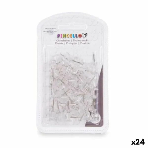 Drawing pins Pincello Transparent Metal Plastic (24 Units)