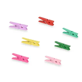 Clamps Pincello Multicolour Wood Small (24 Units)