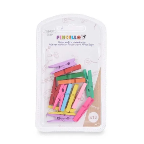 Clamps Pincello Multicolour Wood Small (24 Units)