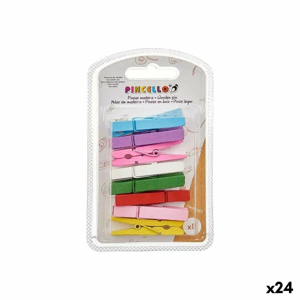 Clamps Pincello Multicolour Wood Large (24 Units)