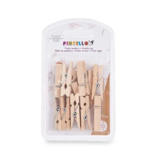 Clamps Pincello Brown Wood Medium (24 Units)