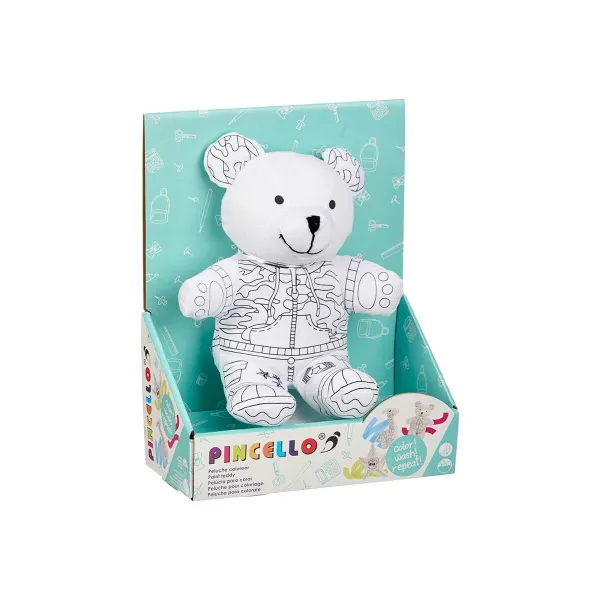 Colouring Plush Pincello White Black Bear (8 Units)