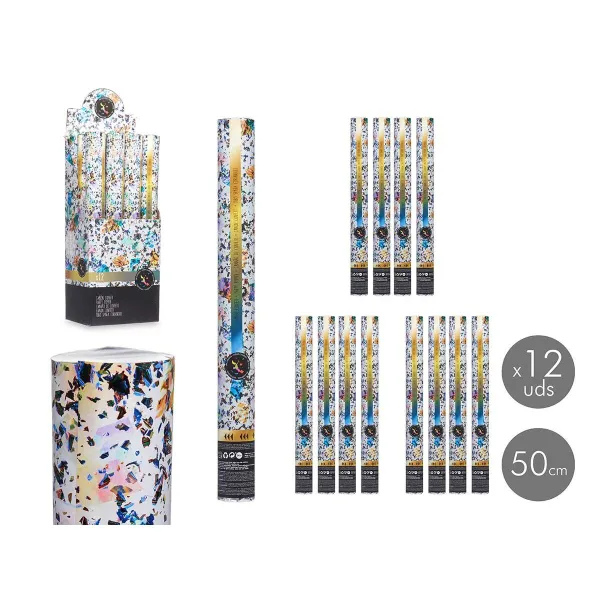Confetti cannon Multicolour Paper Cardboard Plastic 5 x 49 x 5 cm (12 Units)