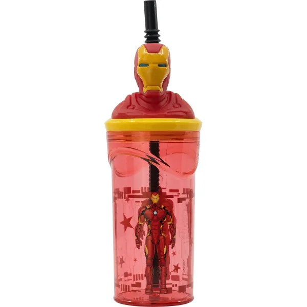 Puodelį su Šiaudeliu The Avengers Iron Man Raudona 3D