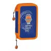 Double zīmuļu futrālis Valencia Basket M854 Zils Oranžs 12.5 x 19.5 x 4 cm (28 Daudzums)