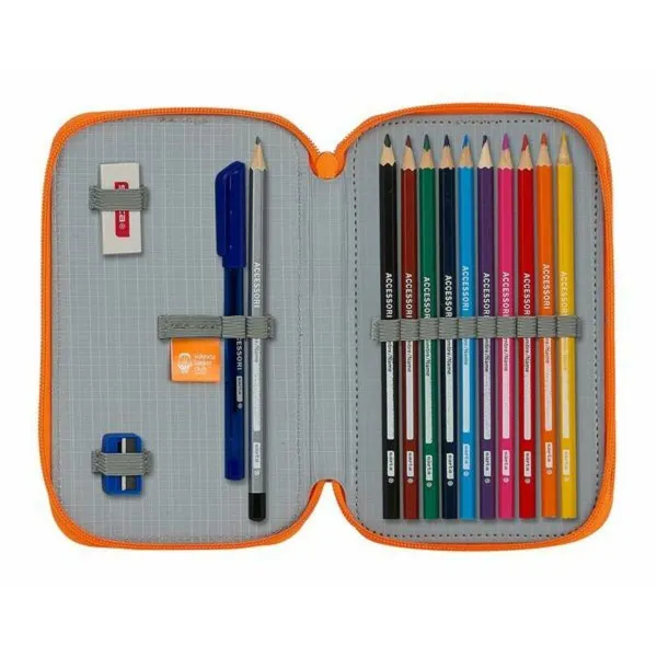 Tuplapenaali Valencia Basket M854 Sininen Oranssi 12.5 x 19.5 x 4 cm (28 Kappaletta)