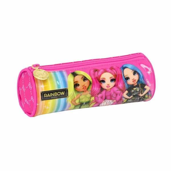 Цилиндрический школьный пенал Rainbow High Фуксия (20 x 7 x 7 cm)