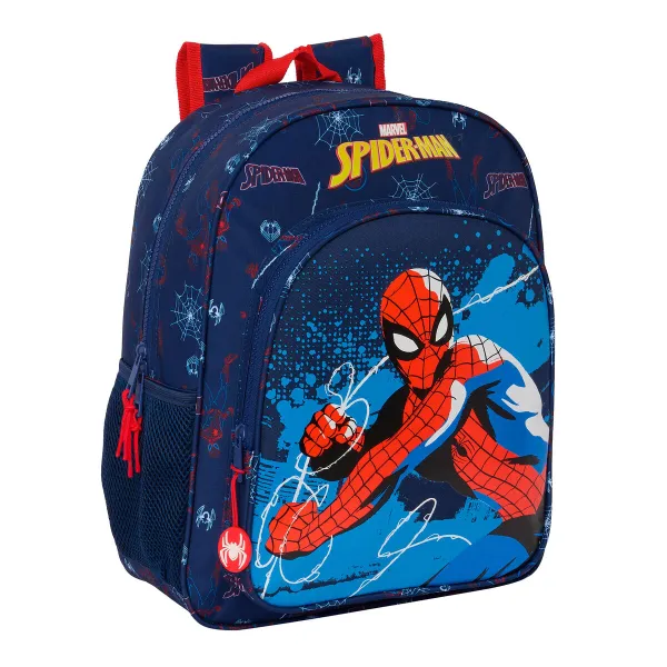 Koululaukku Spider-Man Neon Laivastonsininen 32 X 38 X 12 cm