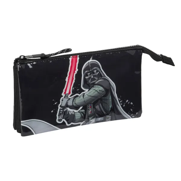 Divkāršs futrālis Star Wars The fighter Melns 22 x 12 x 3 cm