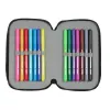 Double Pencil Case Real Madrid C.F. Black 12.5 x 19.5 x 4 cm (28 Pieces)