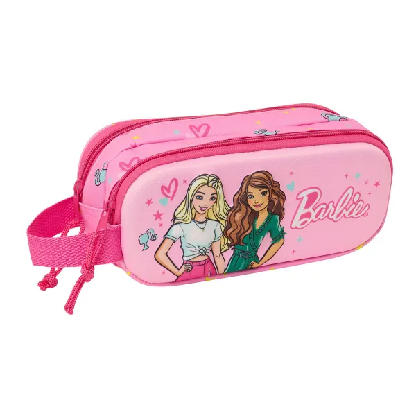 Двойной пенал Barbie Розовый Фуксия 21 x 8 x 6 cm 3D