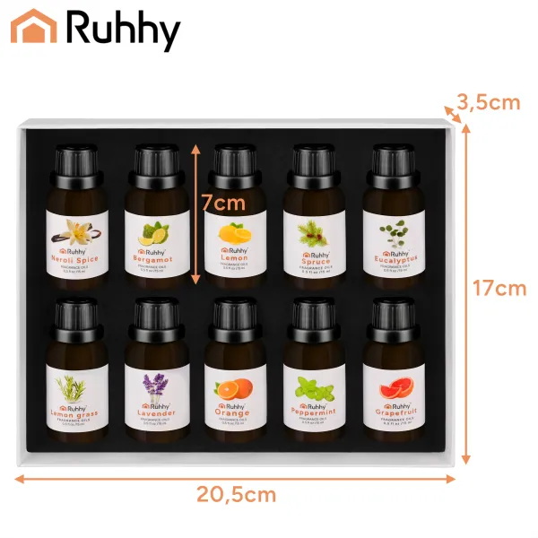 Aromātiskās eļļas - 10 gab. komplekts 15 ml Ruhhy 21938