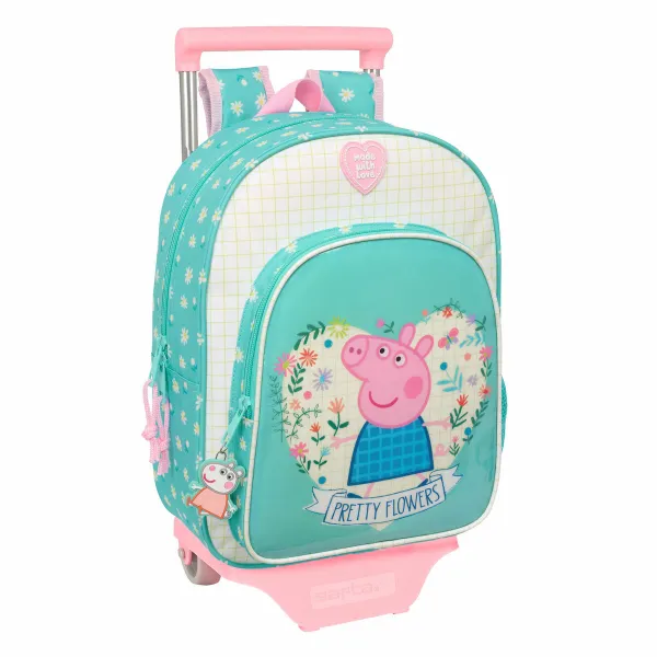 Mokyklinė kuprinė su ratukais Peppa Pig Pretty flowers Geltona Mėtos 26 x 11 x 67 cm 26 x 34 x 11 cm