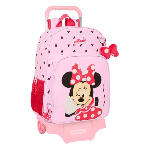 Skolas mugursoma ar riteņiem Minnie Mouse Naive Rozā 33 x 42 x 14 cm