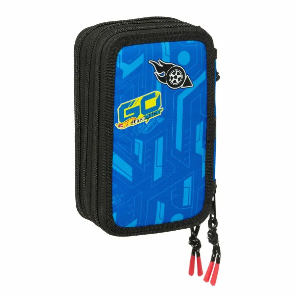 Trigubas penalas Hot Wheels Let's race Mėlyna Juoda 12,5 x 19,5 x 5,5 cm 37 Dalys