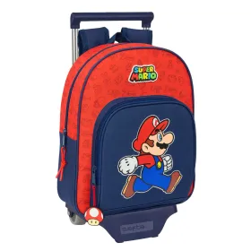 Mokyklinė kuprinė su ratukais Super Mario Trick Raudona Tamsiai mėlyna 28 x 34 x 10 cm