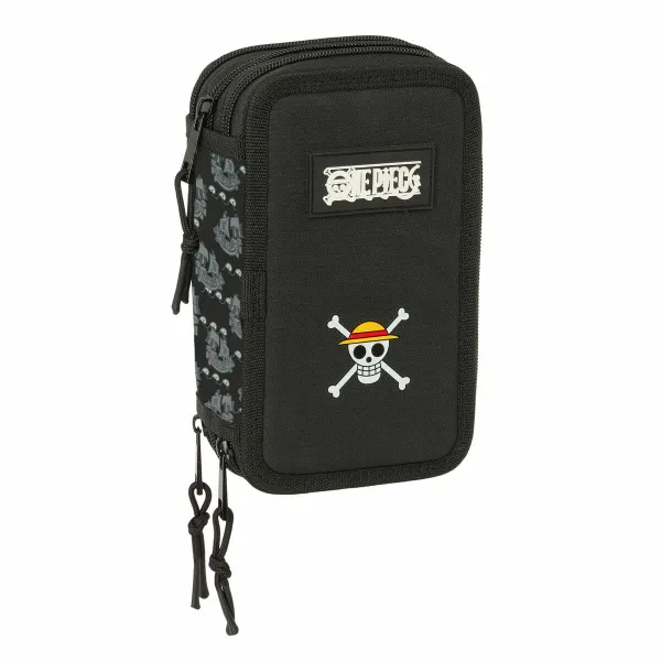 Kolmoiskynäkotelo One Piece Pirates Musta 12,5 x 19,5 x 5,5 cm 37 Kappaletta