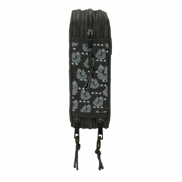 Triple Pencil Case One Piece Pirates Black 12,5 x 19,5 x 5,5 cm 37 Pieces