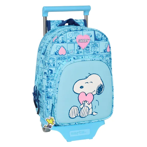 Mokyklinė kuprinė su ratukais Snoopy Love Mėlyna 26 x 11 x 67 cm 26 x 34 x 11 cm