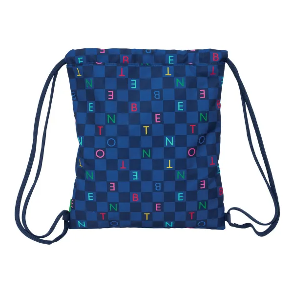 Mugursoma ar lencēm Benetton Damero Tumši Zils 35 x 40 x 1 cm