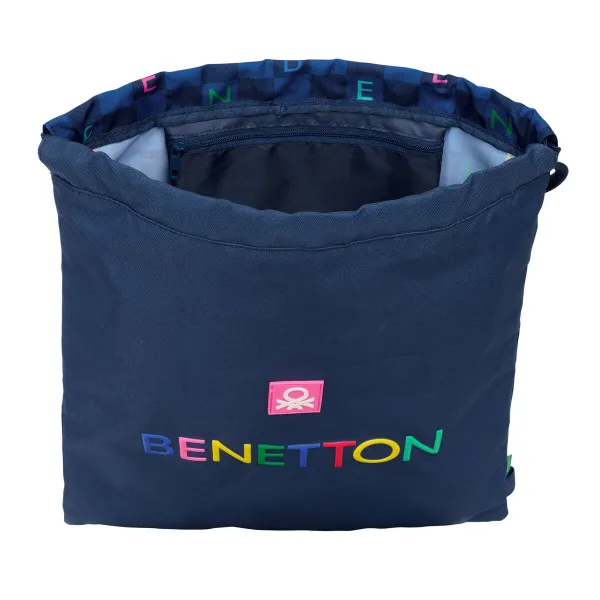 Mugursoma ar lencēm Benetton Damero Tumši Zils 35 x 40 x 1 cm