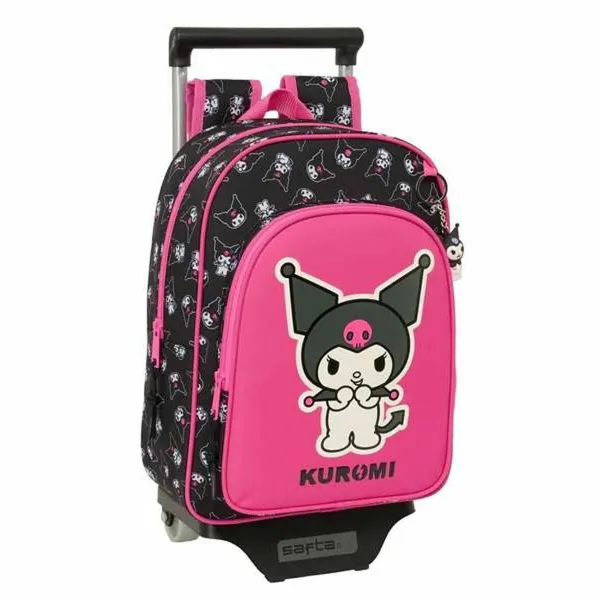 Mokyklinė kuprinė su ratukais Kuromi Juoda Fuksija 26 x 11 x 67 cm 26 x 34 x 11 cm
