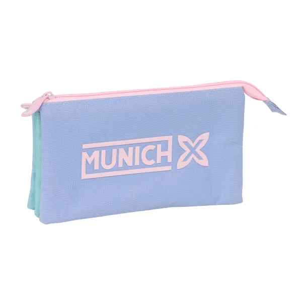 Тройной пенал Munich Mellow Синий Розовый Небесный синий 22 x 12 x 3 cm