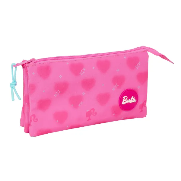 Тройной пенал Barbie Corazones Розовый 22 x 12 x 3 cm
