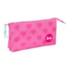 Triple Carry-all Barbie Corazones Pink 22 x 12 x 3 cm