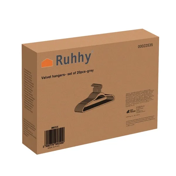 Drabužių kabykla 20 vnt - juoda Ruhhy 22536